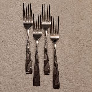 Set Of 4 Oneida Tuscany Scroll Swirl Dinner Forks Stainless Flatware 7 3/4"